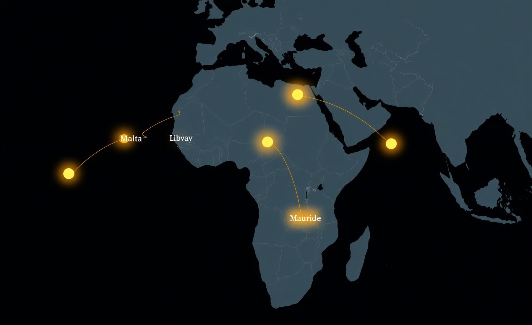 Map showing EZZtECH export routes from Malta to North and West Africa