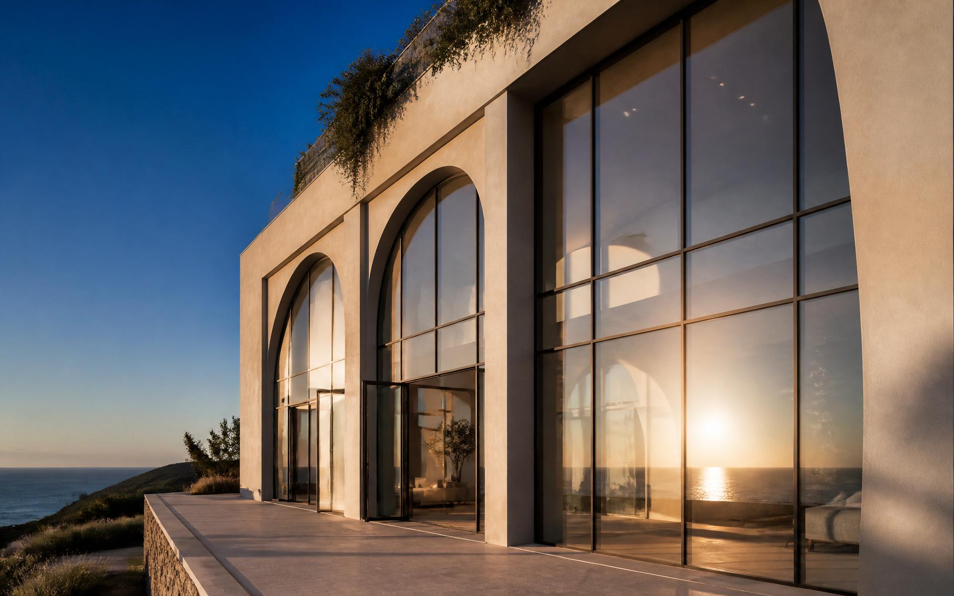 Arched coastal residence